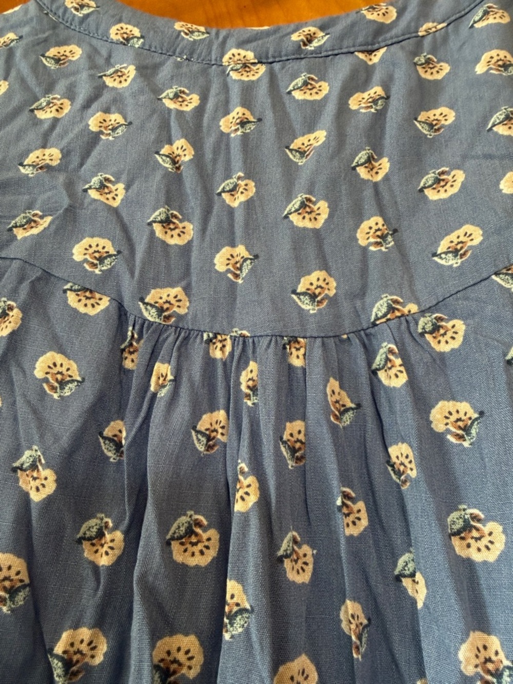 Lucky Brand Dusty Blue Floral Button-Front Tie-Waist Midi Dress - Picture 9 of 10